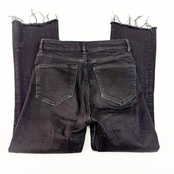Zara Black Flared Wide Leg Raw Hem Denim Jeans Zip Up Size 6 - Picture 5 of 8